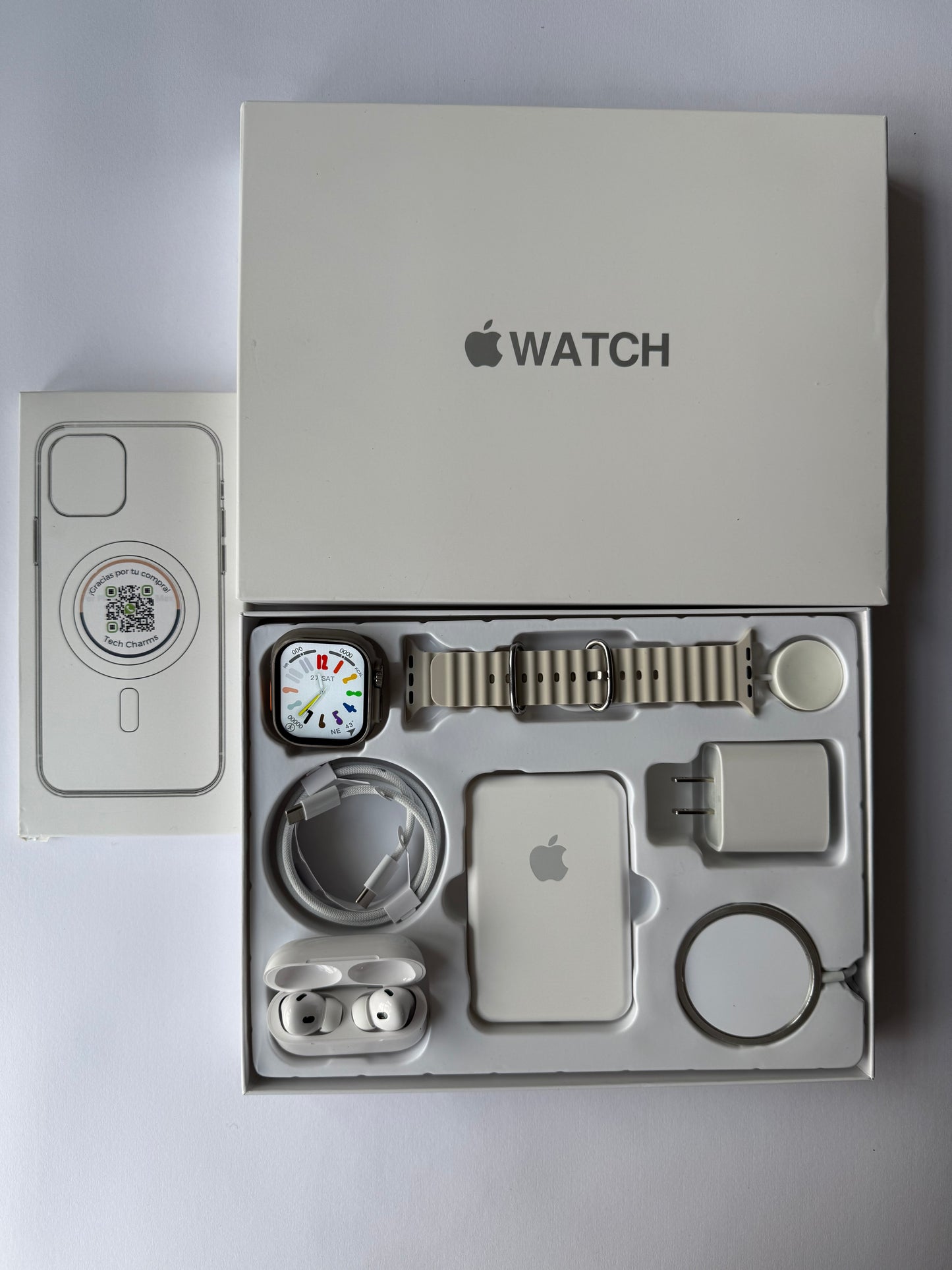 Kit de Accesorios para iPhone + Smart Watch Ultra 2 49mm Caja Blanca