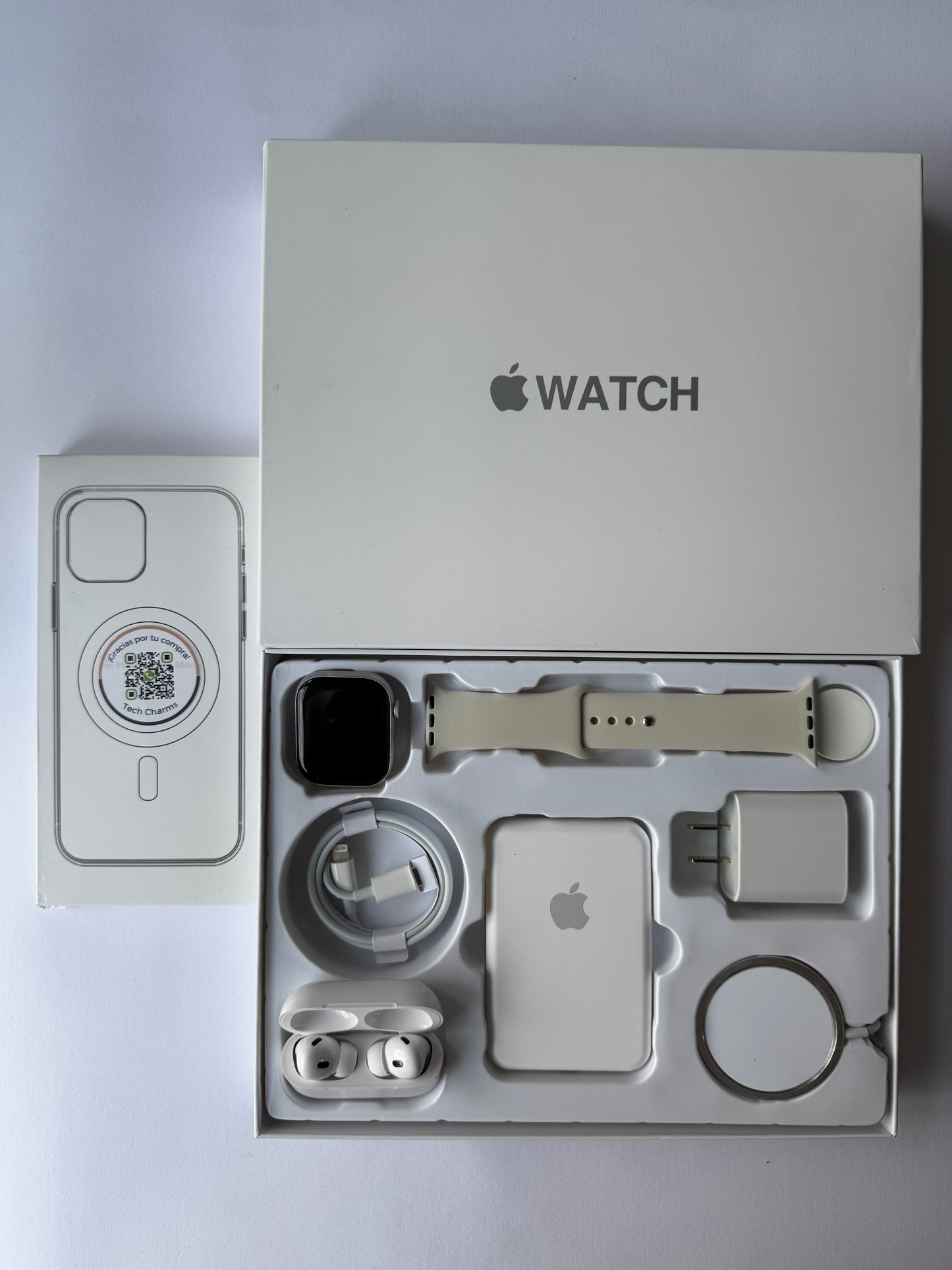 Kit de Accesorios para iPhone + Smart Watch Series 9 45mm Caja Blanca