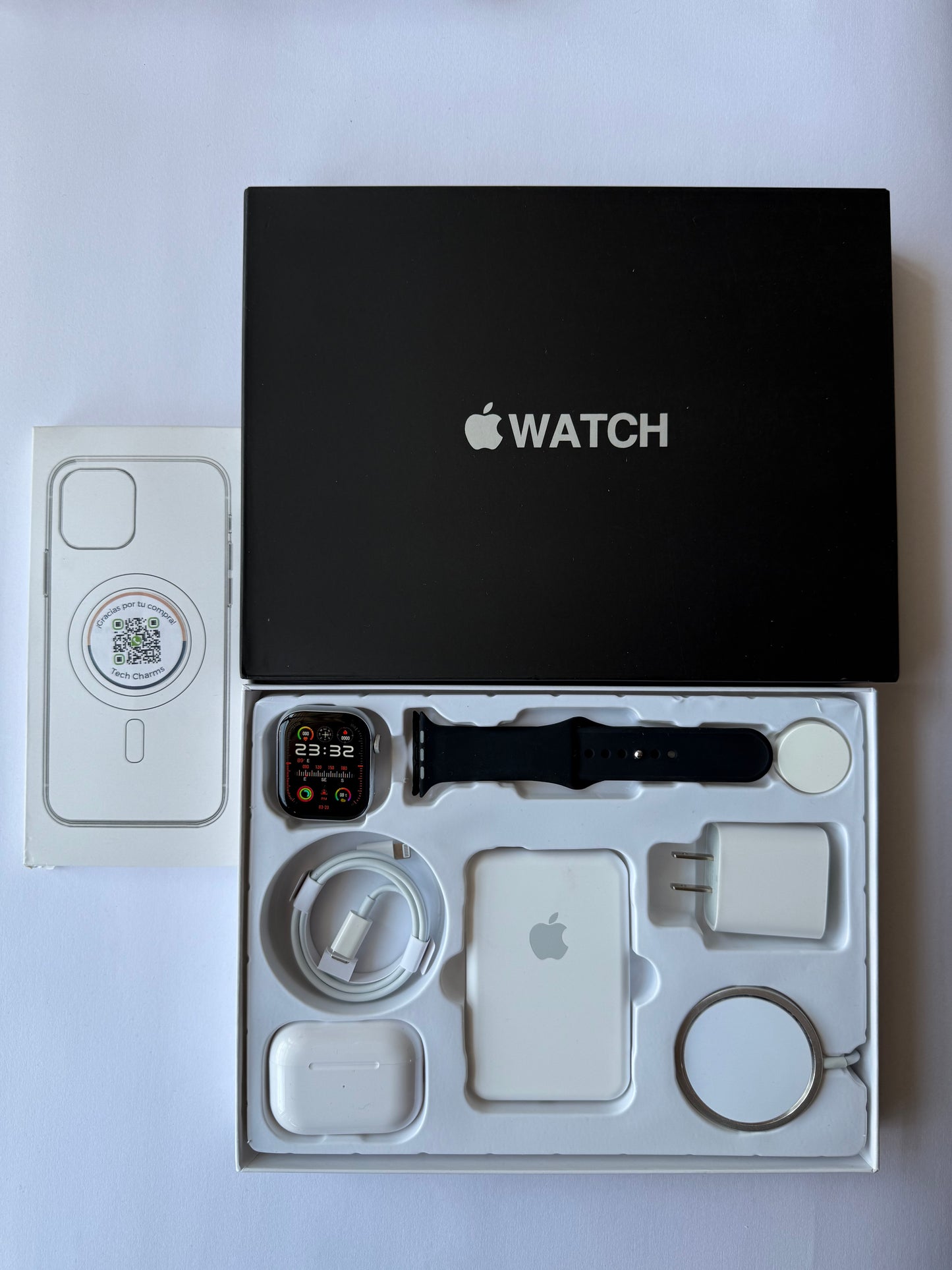Kit de Accesorios para iPhone + Smart Watch Series 9 45mm Caja Negra