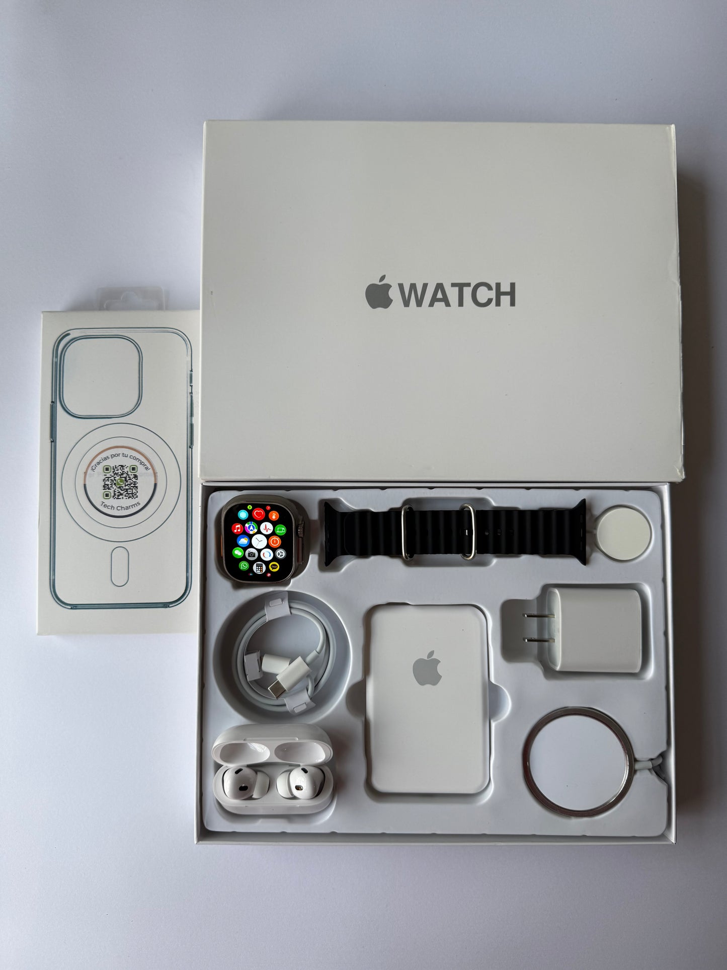 Kit de Accesorios para iPhone + Smart Watch Ultra 2 49mm Caja Blanca