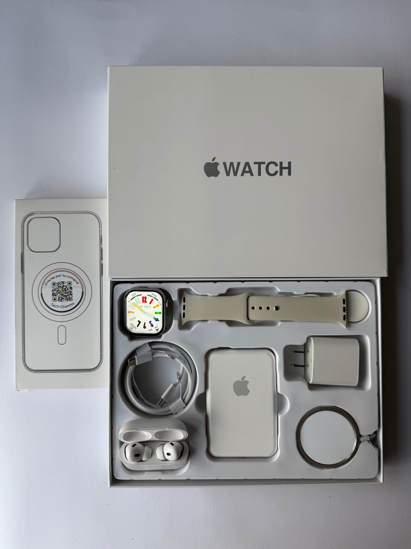 Kit de Accesorios para iPhone + Smart Watch Series 9 45mm Caja Blanca