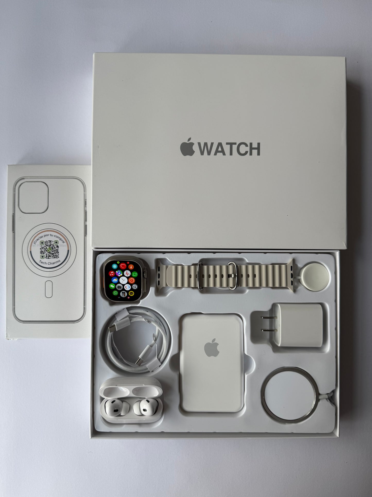 Kit de Accesorios para iPhone + Smart Watch Ultra 2 49mm Caja Blanca