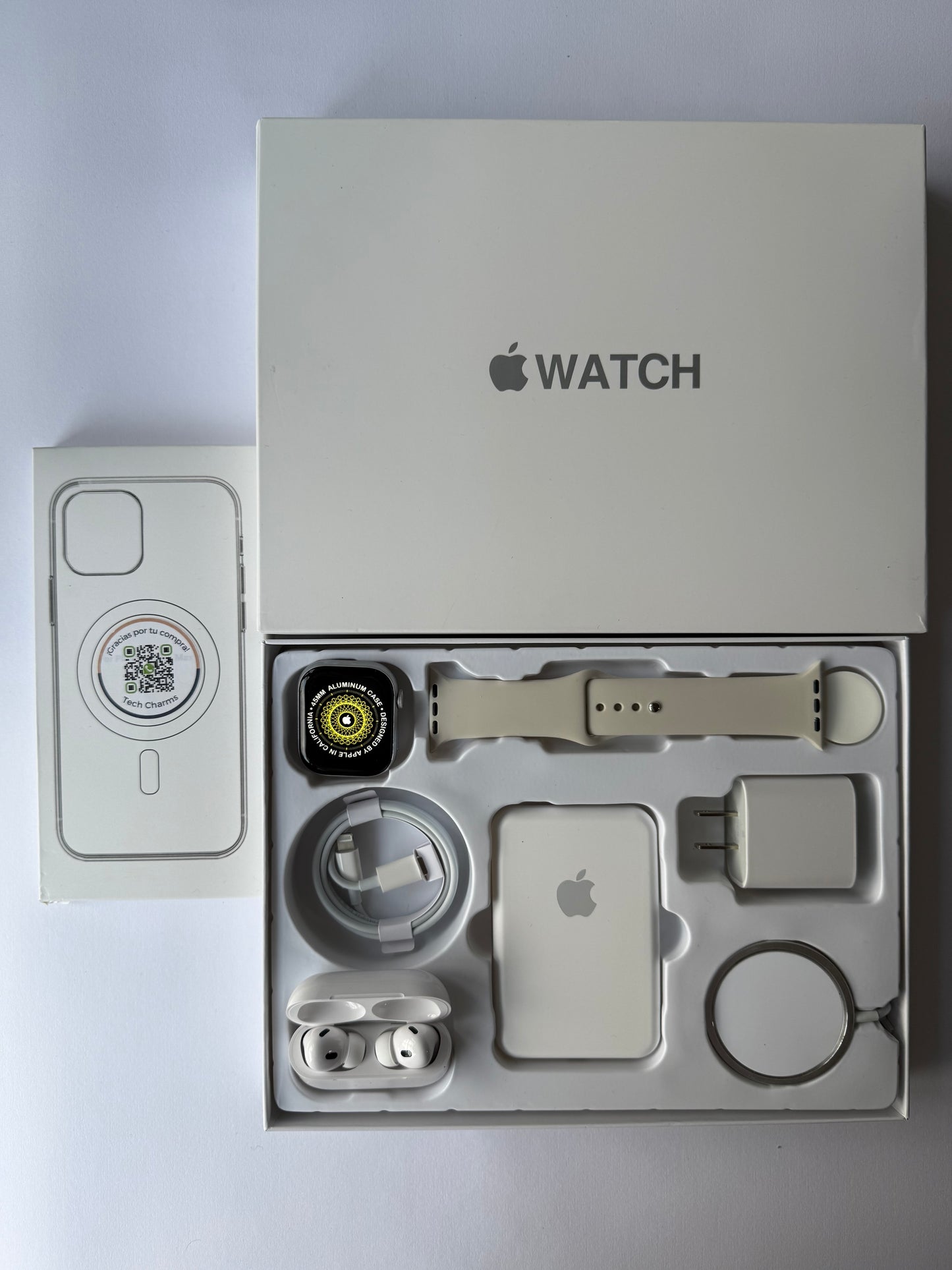 Kit de Accesorios para iPhone + Smart Watch Series 9 45mm Caja Blanca