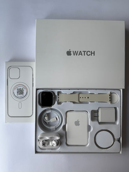 Kit de Accesorios para iPhone + Smart Watch Series 9 45mm Caja Blanca