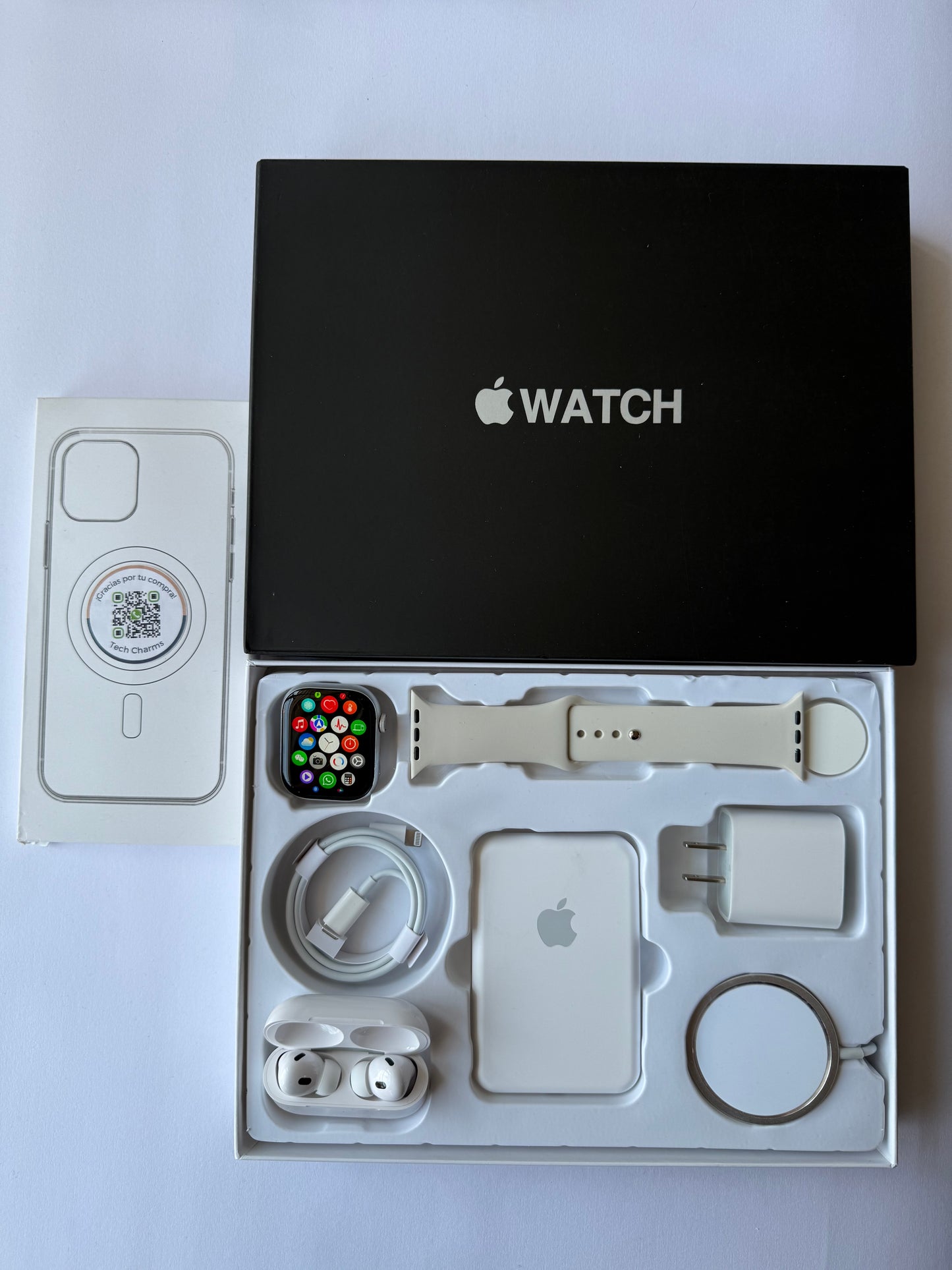Kit de Accesorios para iPhone + Smart Watch Series 9 45mm Caja Negra