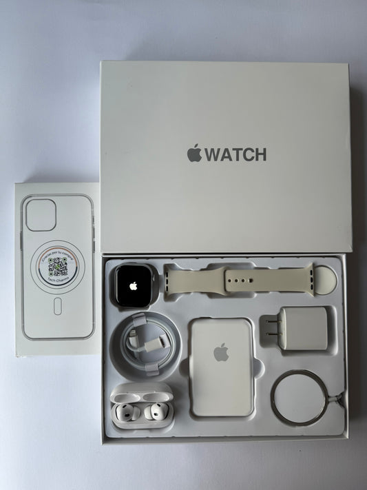 Kit de Accesorios para iPhone + Smart Watch Series 9 45mm Caja Blanca