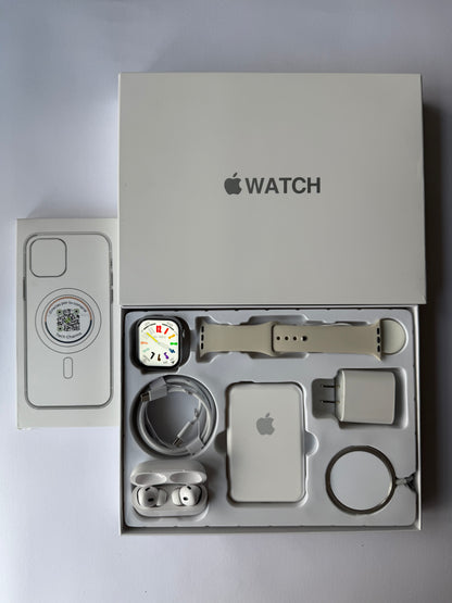 Kit de Accesorios para iPhone + Smart Watch Series 9 45mm Caja Blanca