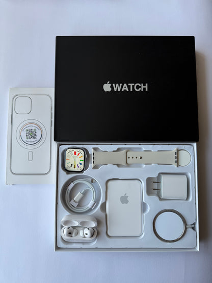 Kit de Accesorios para iPhone + Smart Watch Series 9 45mm Caja Negra