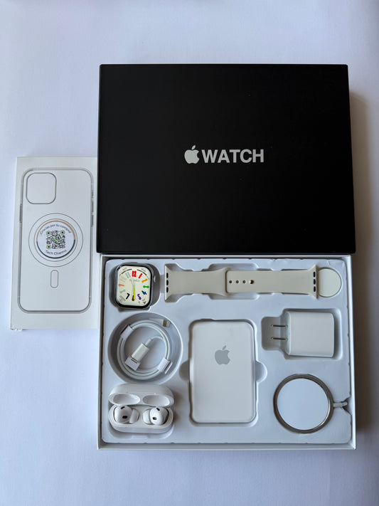 Kit de Accesorios para iPhone + Smart Watch Series 9 45mm Caja Negra