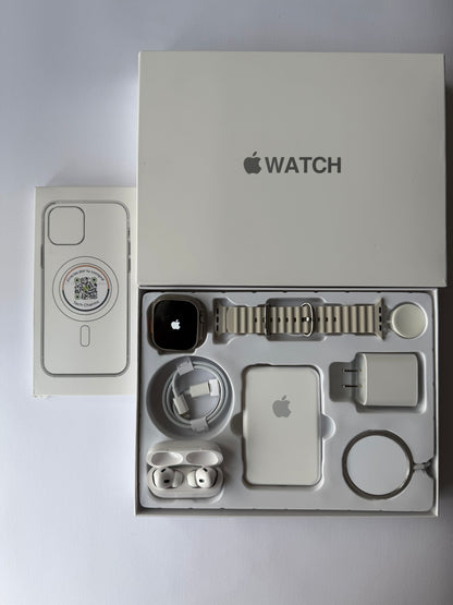 Kit de Accesorios para iPhone + Smart Watch Ultra 2 49mm Caja Blanca