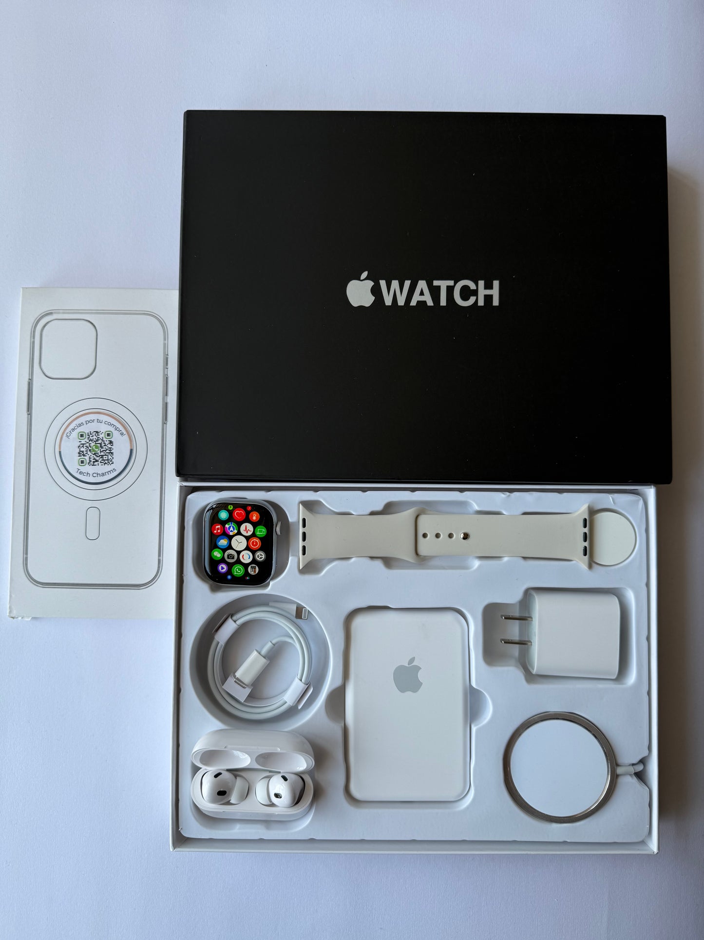 Kit de Accesorios para iPhone + Smart Watch Series 9 45mm Caja Negra