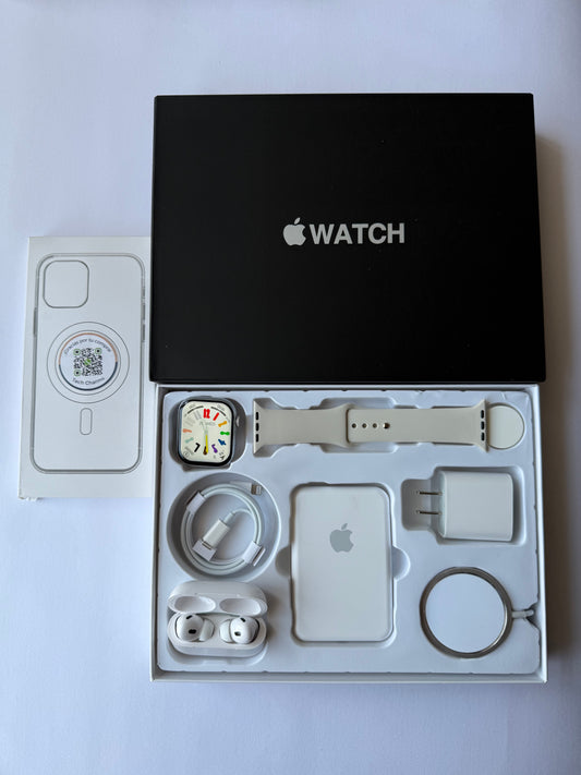 Kit de Accesorios para iPhone + Smart Watch Series 9 45mm Caja Negra