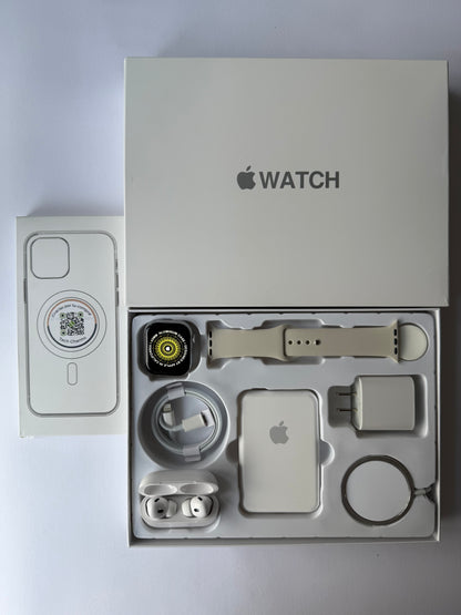 Kit de Accesorios para iPhone + Smart Watch Series 9 45mm Caja Blanca