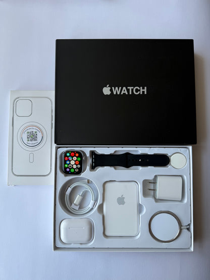 Kit de Accesorios para iPhone + Smart Watch Series 9 45mm Caja Negra